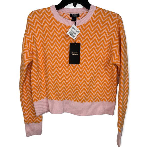 Halogen Tops - Halogen X Atlantic-pacific Boxy Zigzag Sweater Pink Shadow Orange Flame XS‎ NWT